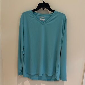 Columbia Sportswear Blue/Aqua V-Neck Long Sleeve Top
